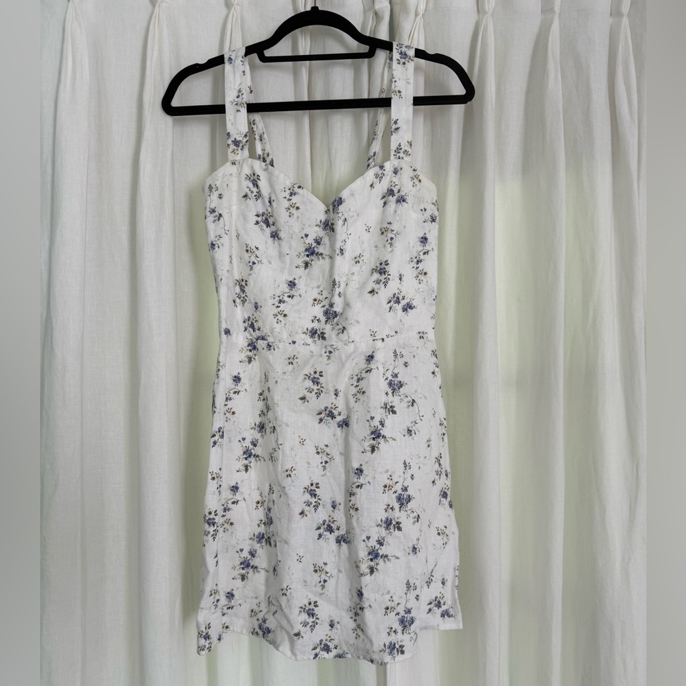 Reformation White and Blue Floral Mini Dress